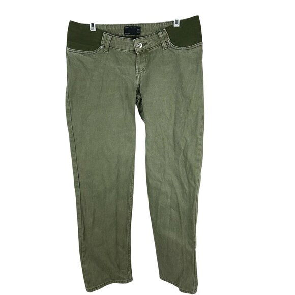 ASOS Design Maternity Pants Size 4 Green Cotton Denim Made In Turkey - Picture 1 of 5